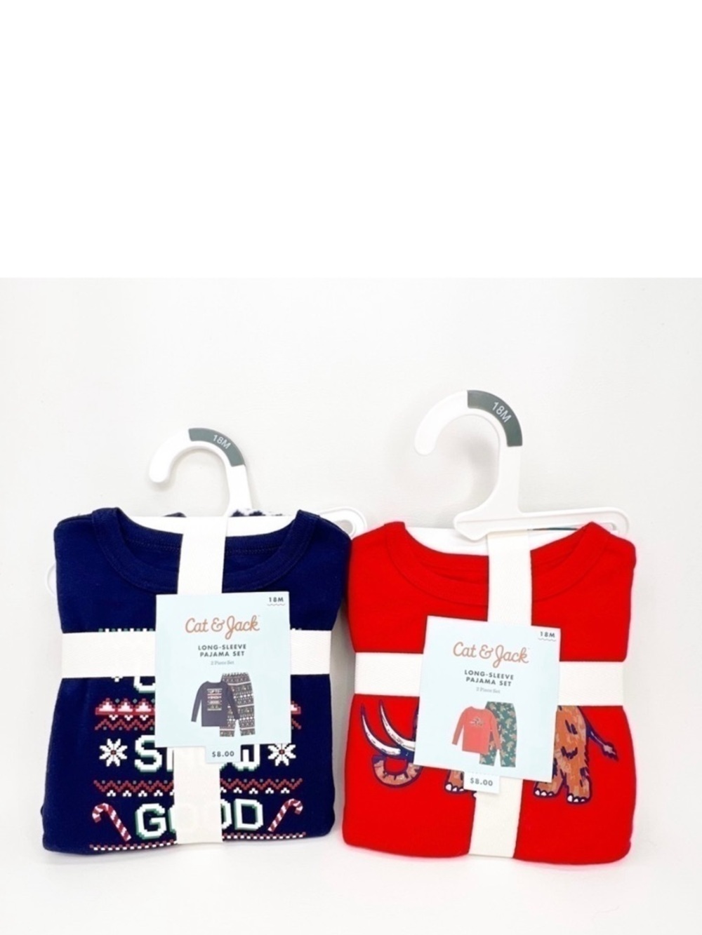 Cat & Jack Pajamas 2 Sets Jersey& Fleece Christmas Holiday Boys Red Blue New NWT